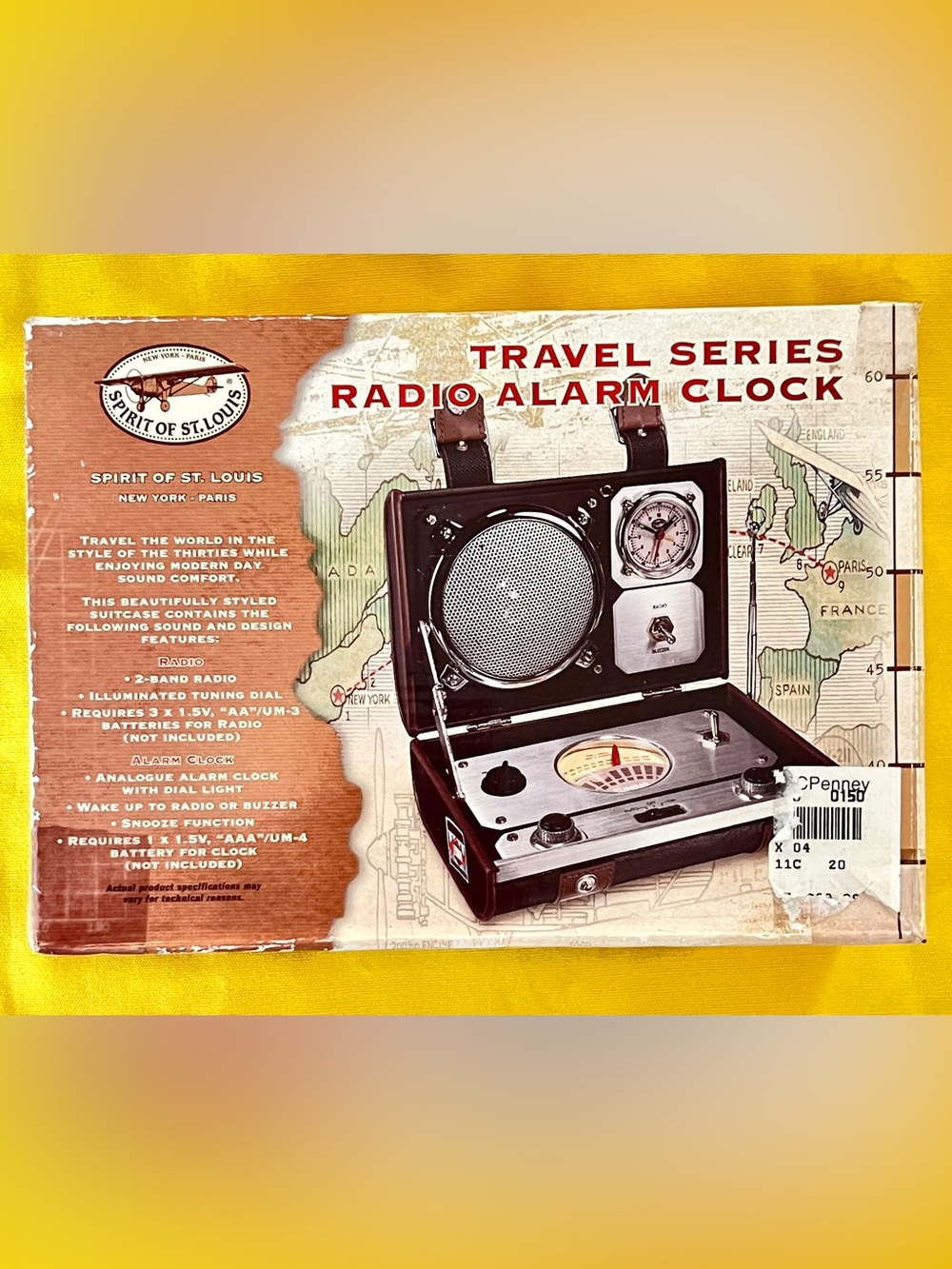 NEW Spirit of St. Louis Radio Alarm Clock NIB Vintage Suitcase Design 841.307